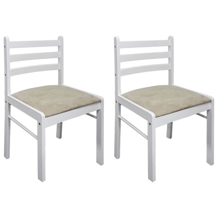 Chaises à manger lot de 2 blanc hévéa solide et velours 2