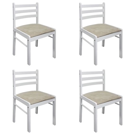 Chaises à manger lot de 4 blanc hévéa solide et velours 2