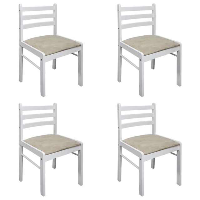 Chaises à manger lot de 4 blanc hévéa solide et velours