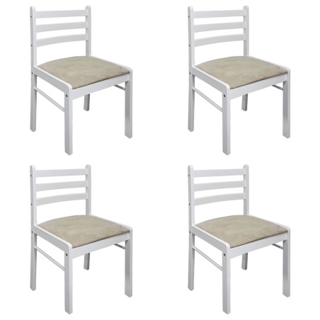 Chaises à manger lot de 4 blanc hévéa solide et velours
