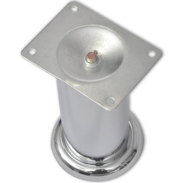 4 pieds ronds de canapé en Nickel brossé 120 mm