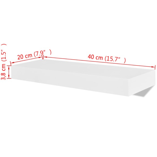 2 Étagères murales MDF Blanc Rangement de livres/DVD