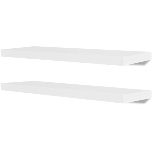 2 Étagères murales MDF Blanc Rangement de livres/DVD