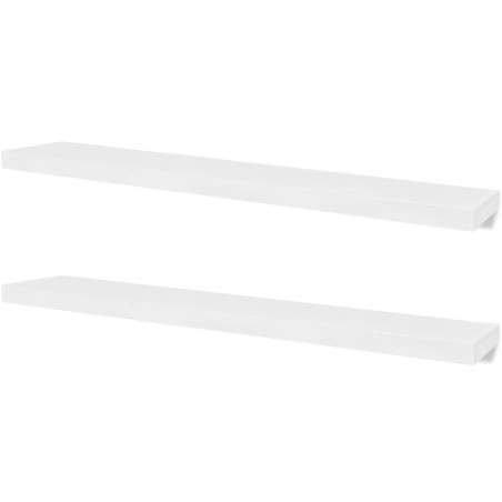 2 Étagères murales MDF Blanc Rangement de livres/DVD