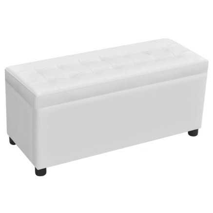 Pouf de rangement Cuir synthétique Blanc 2