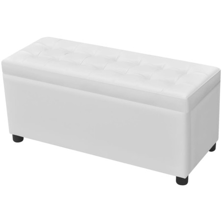 Pouf de rangement Cuir synthétique Blanc