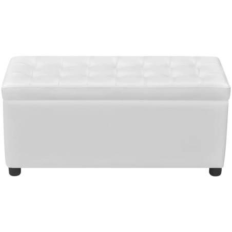 Pouf de rangement Cuir synthétique Blanc
