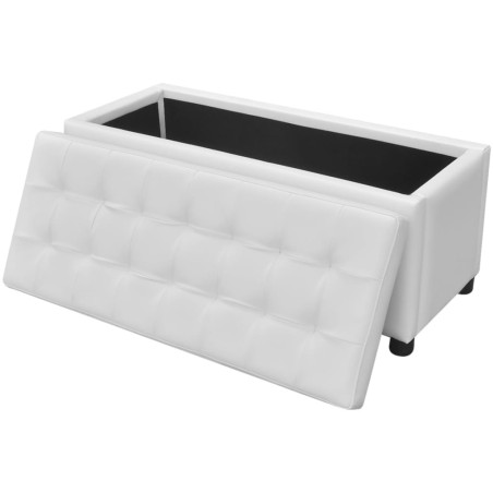 Pouf de rangement Cuir synthétique Blanc