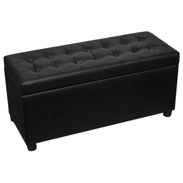 Pouf de rangement Cuir synthétique Noir