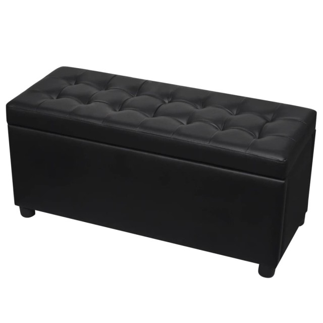 Pouf de rangement Cuir synthétique Noir