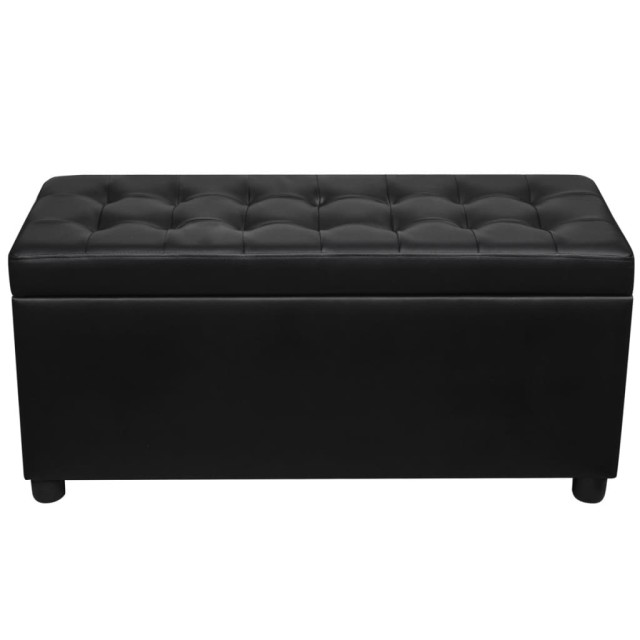 Pouf de rangement Cuir synthétique Noir