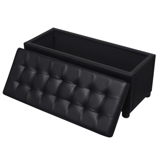 Pouf de rangement Cuir synthétique Noir