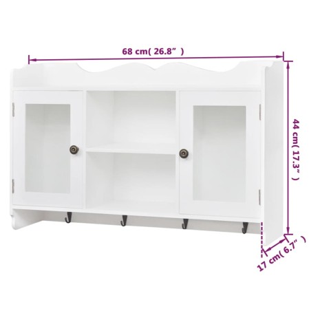 Vitrine murale avec étagère de Livre / DVD / Verre en MDF Blanc