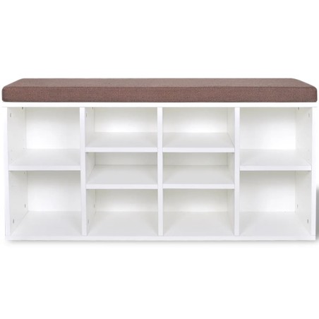 Banc de rangement à chaussures 10 compartiments Blanc