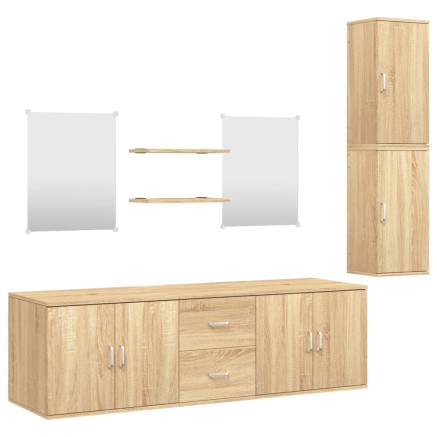 Ensemble de meubles salle de bain 7 pcs chêne bois d'ingénierie 2