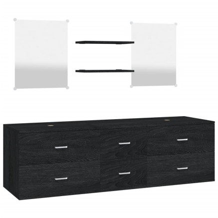 Ensemble de meubles salle de bain 5 pcs noir bois d'ingénierie 2
