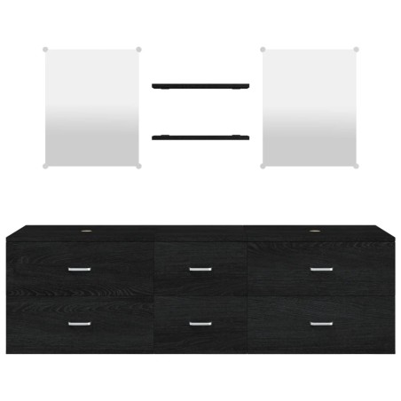 Ensemble de meubles salle de bain 5 pcs noir bois d'ingénierie