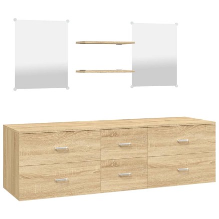 Ensemble de meubles salle de bain 5 pcs chêne bois d'ingénierie 2