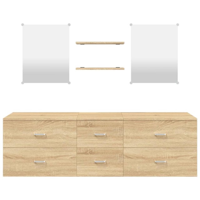 Ensemble de meubles salle de bain 5 pcs chêne bois d'ingénierie