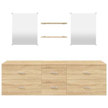 Ensemble de meubles salle de bain 5 pcs chêne bois d'ingénierie