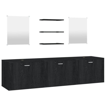 Ensemble de meubles salle de bain 6 pcs noir bois d'ingénierie 2
