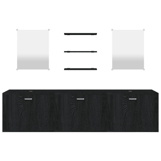 Ensemble de meubles salle de bain 6 pcs noir bois d'ingénierie