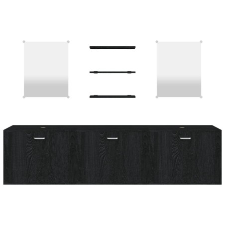 Ensemble de meubles salle de bain 6 pcs noir bois d'ingénierie