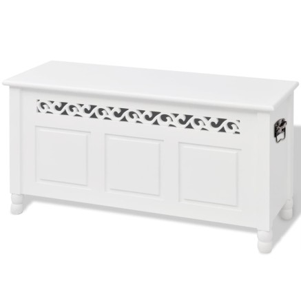 Banc de rangement en style baroque PFDM blanc 2