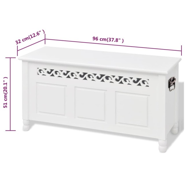 Banc de rangement en style baroque PFDM blanc