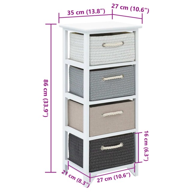 Armoire de rangement 4 tiroirs Bois