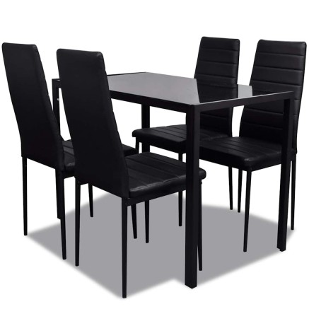 Ensemble de table pour salle à manger cinq pièces noir 2