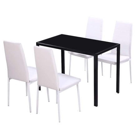 Ensemble de table à manger cinq pièces noir et blanc 2
