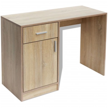 Bureau avec tiroir et placard Chêne 100x40x73 cm 2