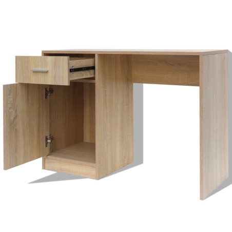 Bureau avec tiroir et placard Chêne 100x40x73 cm