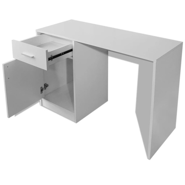 Bureau avec tiroir et placard 100x40x73 cm Blanc