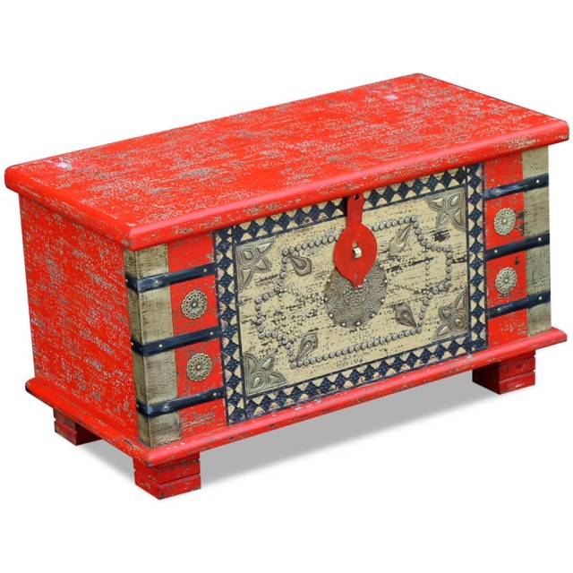 Coffre de rangement Bois de manguier rouge 80 x 40 x 45 cm