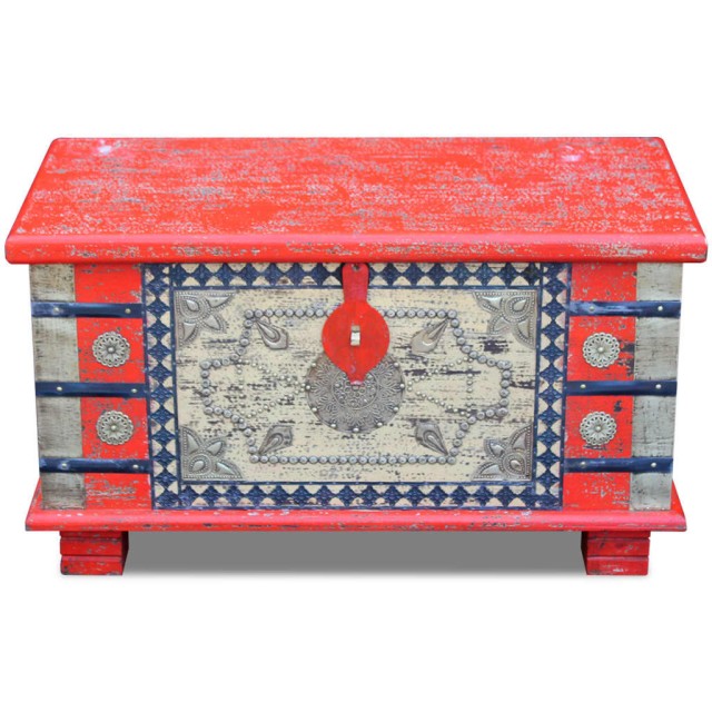 Coffre de rangement Bois de manguier rouge 80 x 40 x 45 cm