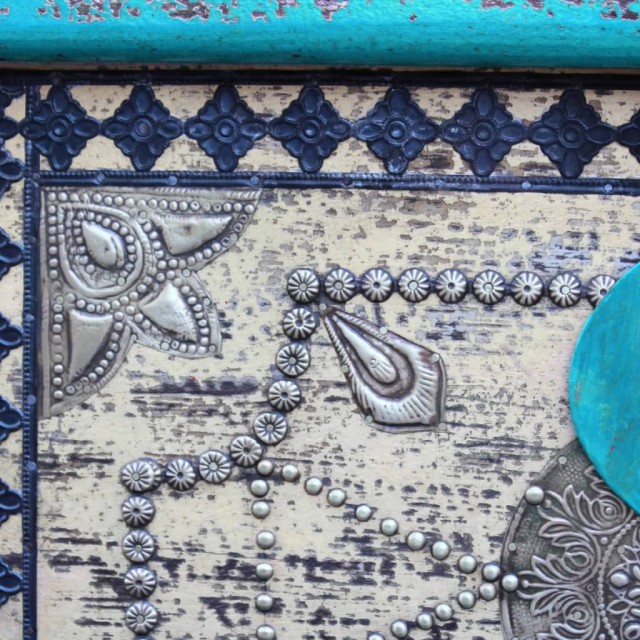 Coffre de rangement Bois de manguier bleu 80 x 40 x 45 cm