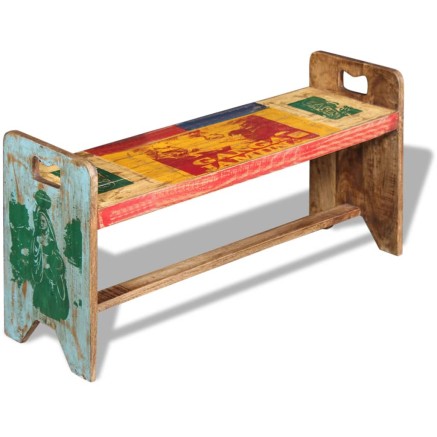 Banc Bois massif recyclé 100x30x50 cm