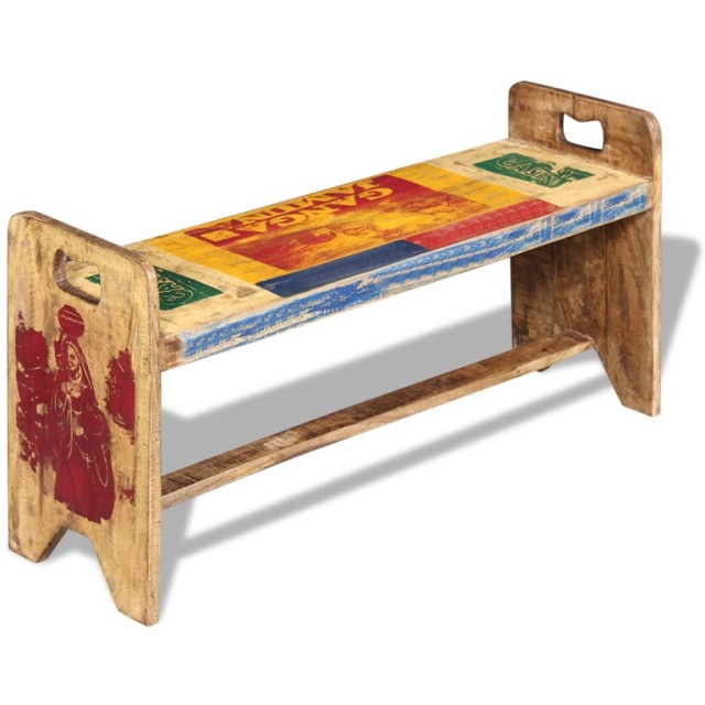 Banc Bois massif recyclé 100x30x50 cm