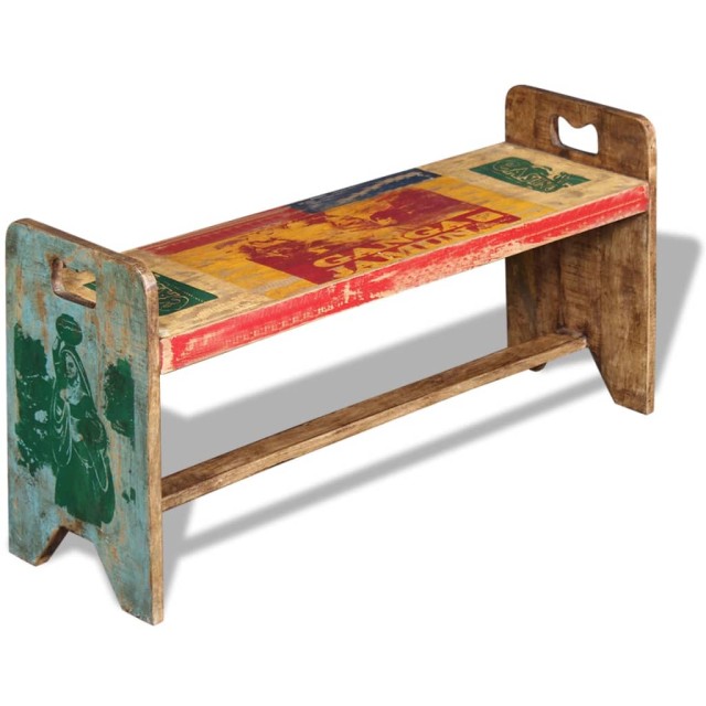 Banc Bois massif recyclé 100x30x50 cm