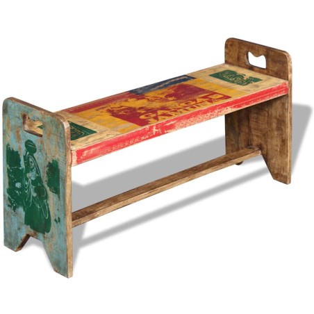 Banc Bois massif recyclé 100x30x50 cm