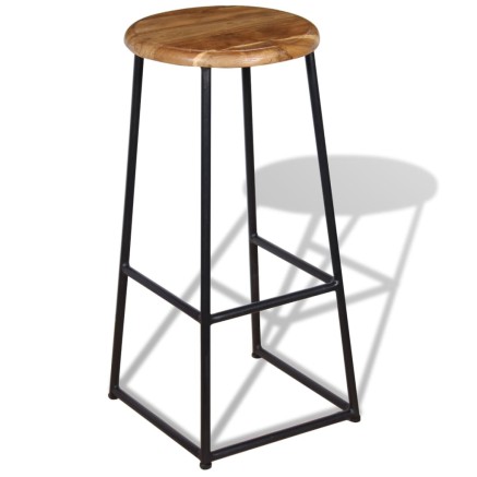 Tabourets de bar lot de 2 bois de teck massif 2
