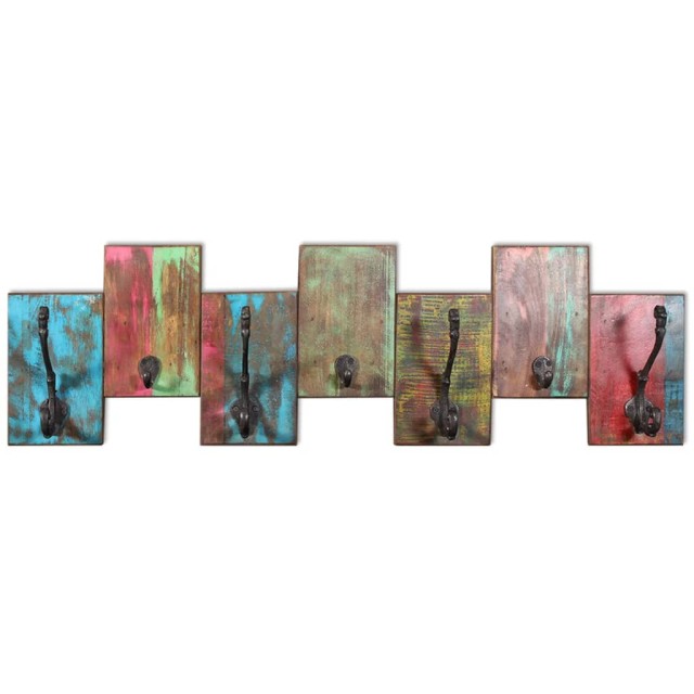 Porte-manteau avec 7 crochets Bois massif de récupération