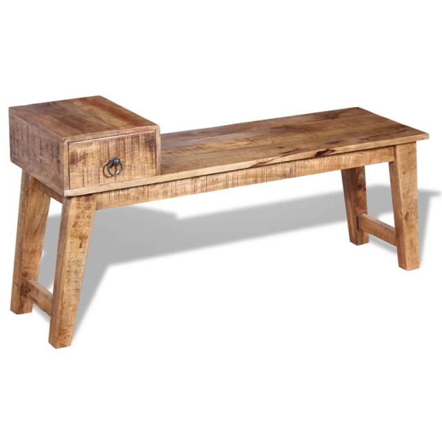 Banc avec tiroir Bois de manguier massif 120x36x60 cm
