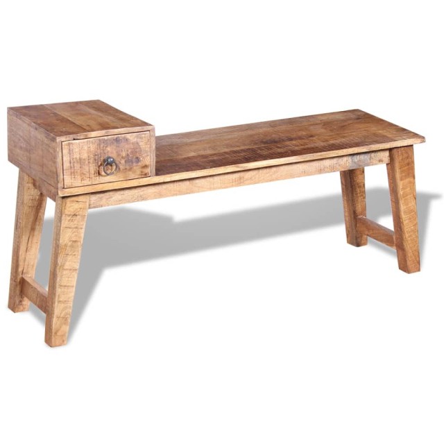 Banc avec tiroir Bois de manguier massif 120x36x60 cm