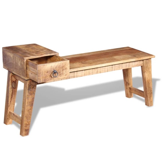 Banc avec tiroir Bois de manguier massif 120x36x60 cm