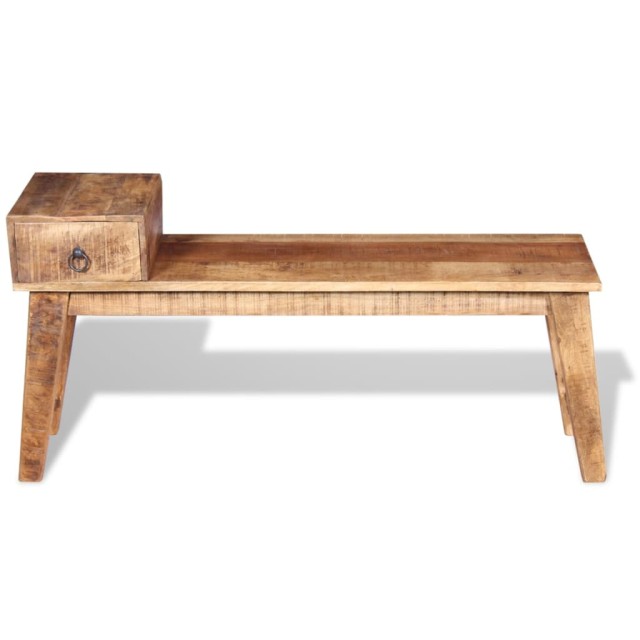 Banc avec tiroir Bois de manguier massif 120x36x60 cm