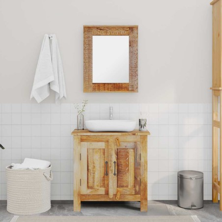 Meuble de salle de bain avec miroir Bois massif de manguier