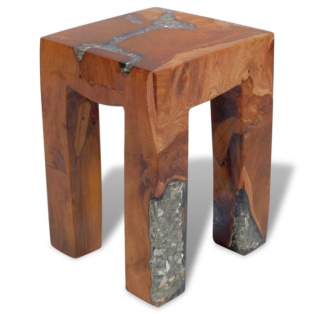 Tabouret Bois de teck massif et résine